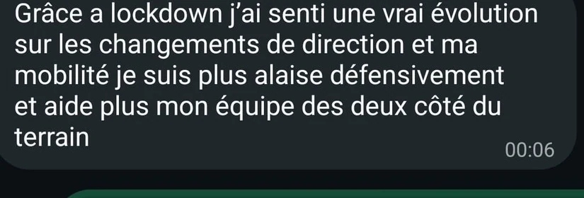 Capture du message de Julien